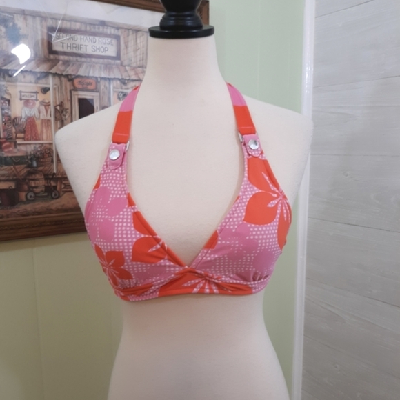 Decree floral snap bikini top sz small *D - Picture 1 of 4